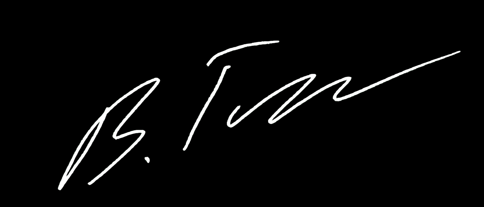 Signature in white on a black background